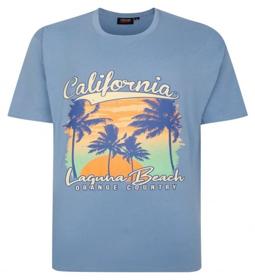 Espionage T425 Laguna Beach Bedrukt T-shirt blauw - T-shirts - Grote Maten T-shirts Heren