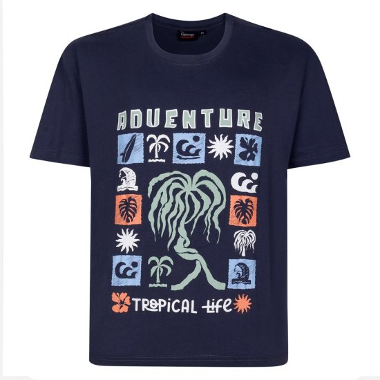 Espionage T448 adventure bedrukt t-shirt leigrijs - T-shirts - Grote Maten T-shirts Heren