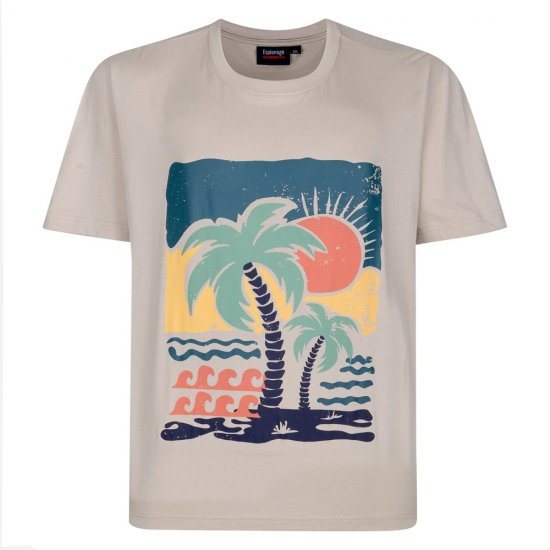 Espionage T448 desert island bedrukt t-shirt ecru - T-shirts - Grote Maten T-shirts Heren