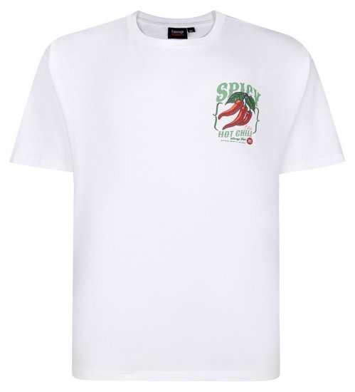 Espionage T457 Spicy Chilli Bedrukt T-shirt wit - T-shirts - Grote Maten T-shirts Heren