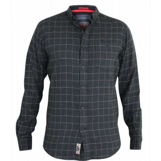 D555 Taylor Long Sleeve Shirt Charcoal - Hemden - Overhemden Grote Maten Heren