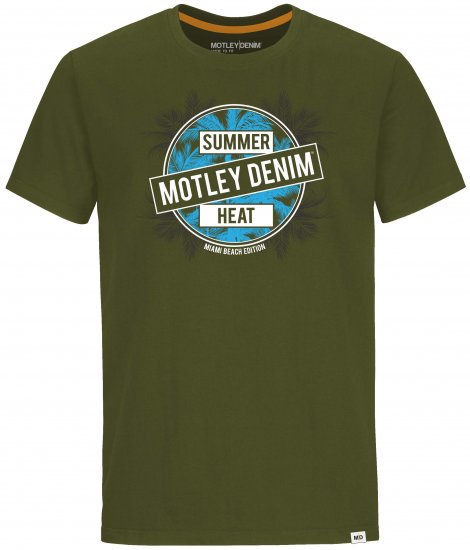 Motley Denim T-shirt Telford Dark Khaki - T-shirts - Grote Maten T-shirts Heren