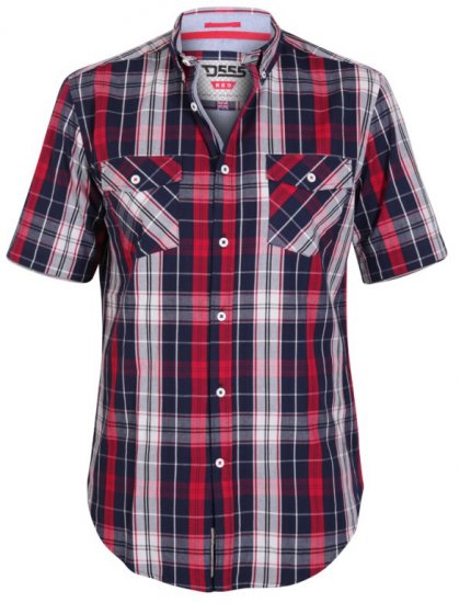 D555 Terell Shirt Navy/Red - Hemden - Overhemden Grote Maten Heren