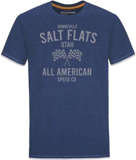 Motley Denim THIRSK T-shirt Dark Indigo - T-shirts - Grote Maten T-shirts Heren