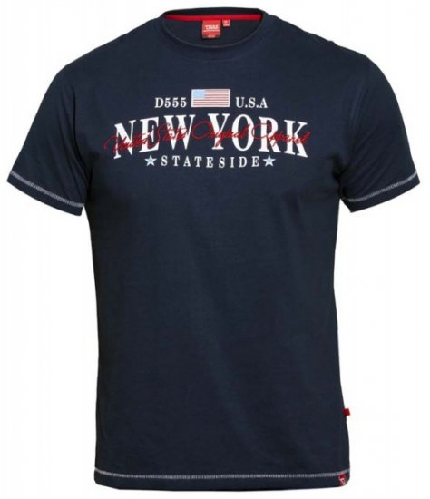 D555 Thornton Embroidery T-shirt Navy - T-shirts - Grote Maten T-shirts Heren