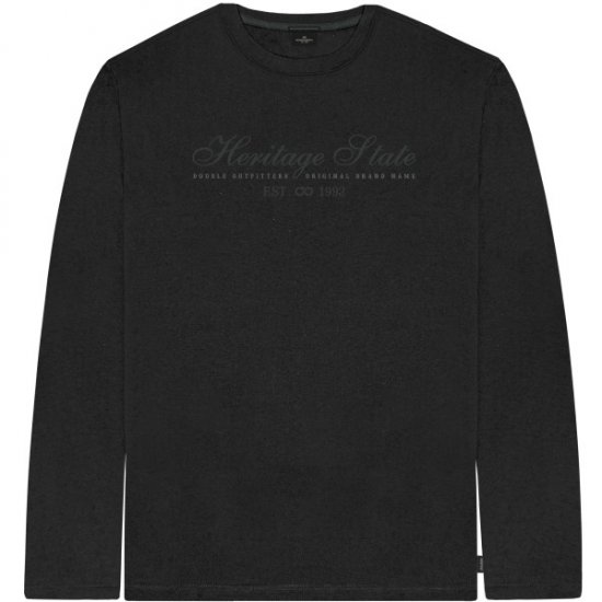 Double Outfitters TS-9171 Long Sleeve T-Shirt Embroidered Black - T-shirts - Grote Maten T-shirts Heren