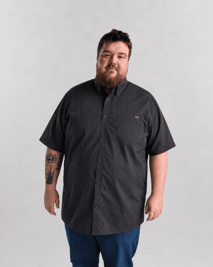 Motley Denim Zagreb Overhemd met korte mouw Antraciet - Hemden - Overhemden Grote Maten Heren