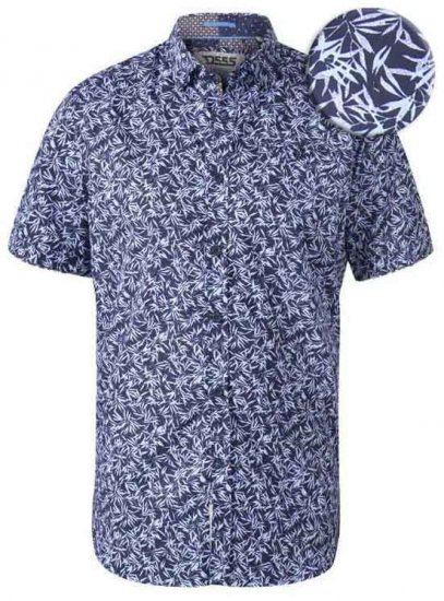 D555 Walpack Hawaiian Ao Print Short Sleeve Shirt Blue - Hemden - Overhemden Grote Maten Heren