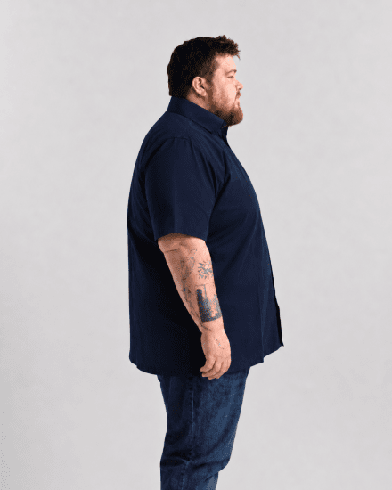 Motley Denim Zagreb Overhemd met korte mouw Marineblauw - Hemden - Overhemden Grote Maten Heren