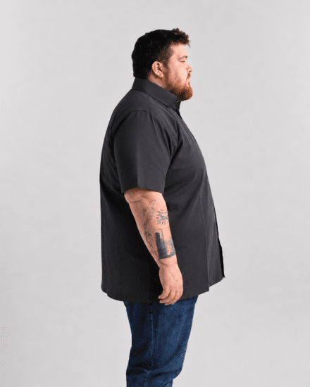 Motley Denim Zagreb Overhemd met korte mouw Antraciet - Hemden - Overhemden Grote Maten Heren