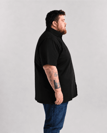 Motley Denim Zagreb Overhemd met korte mouw Zwart - Hemden - Overhemden Grote Maten Heren